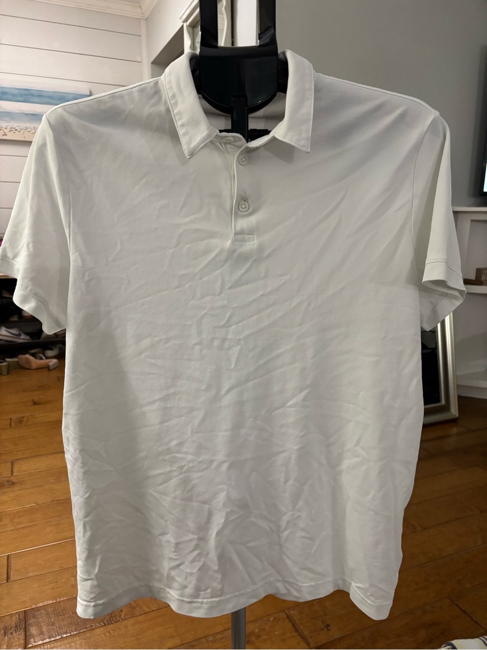 H&M Men's White Short-Sleeve Polo Shirt